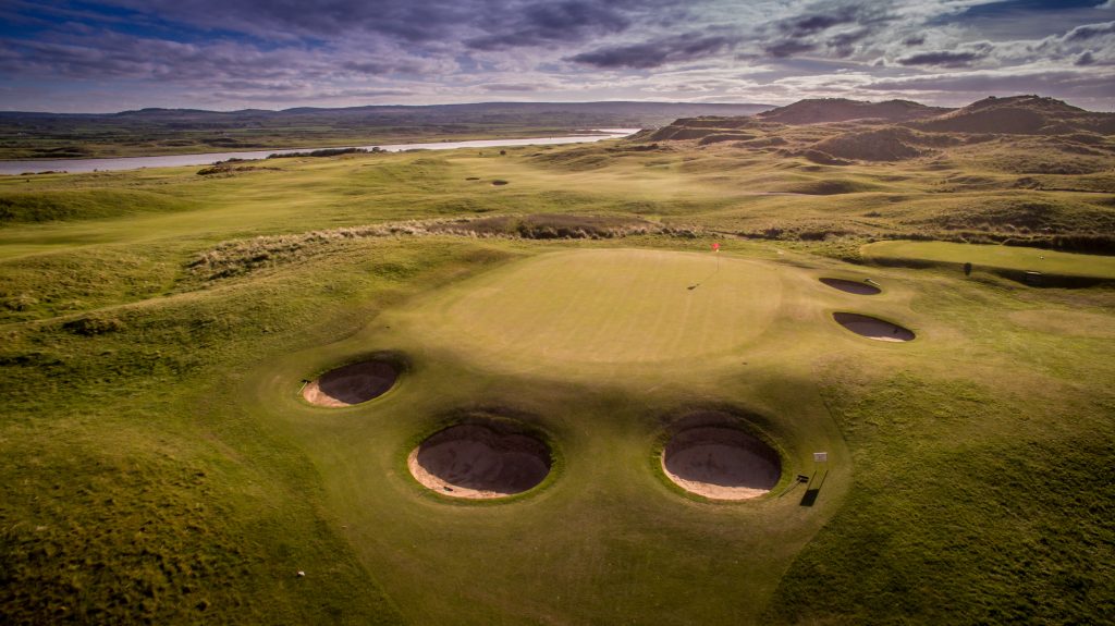 Bunkers around a green at Portstewart Golf Club