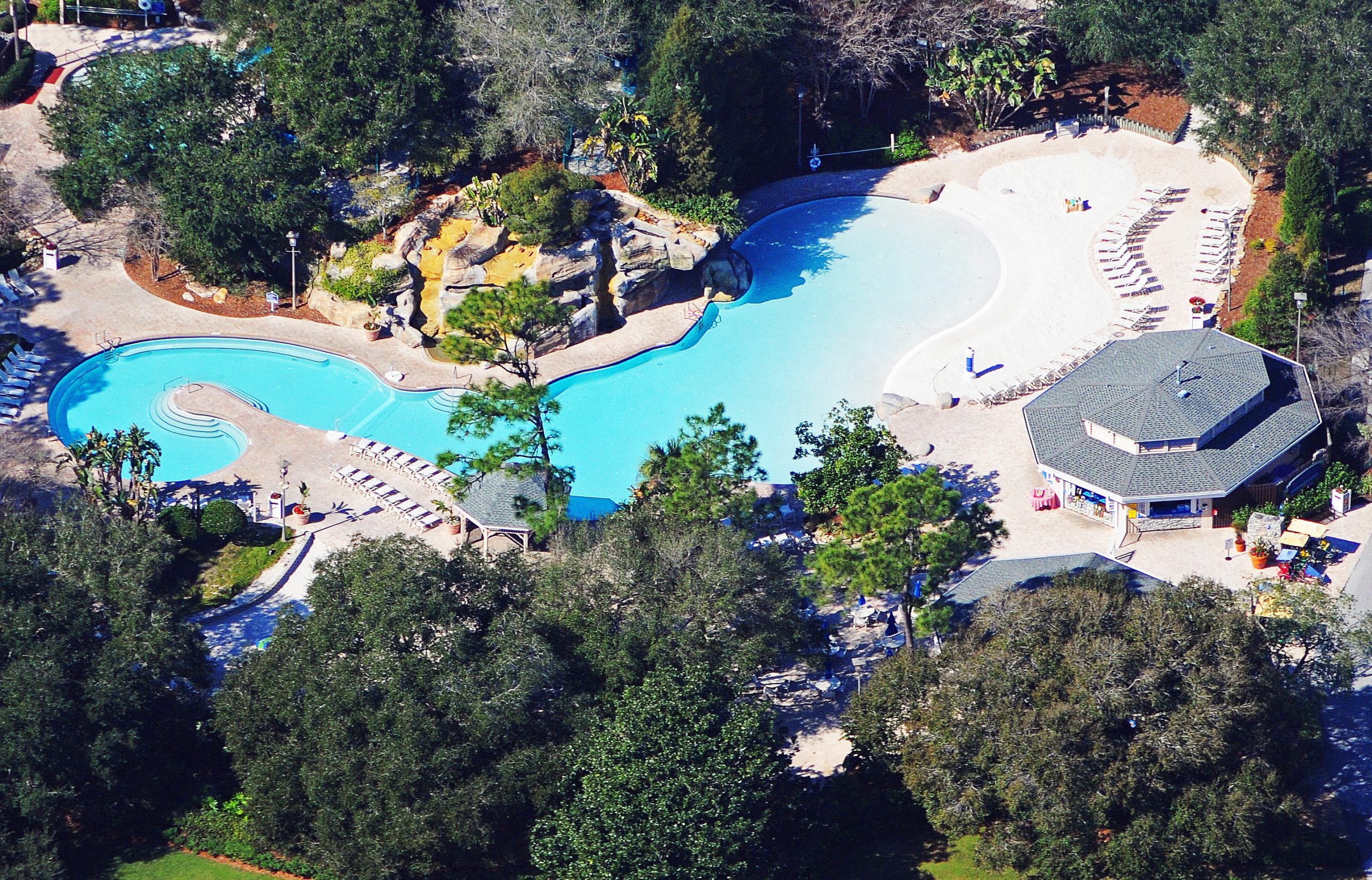 Luxurious swimming pool complex with turquoise blue waters at Innisbrook Golf Resort, Florida