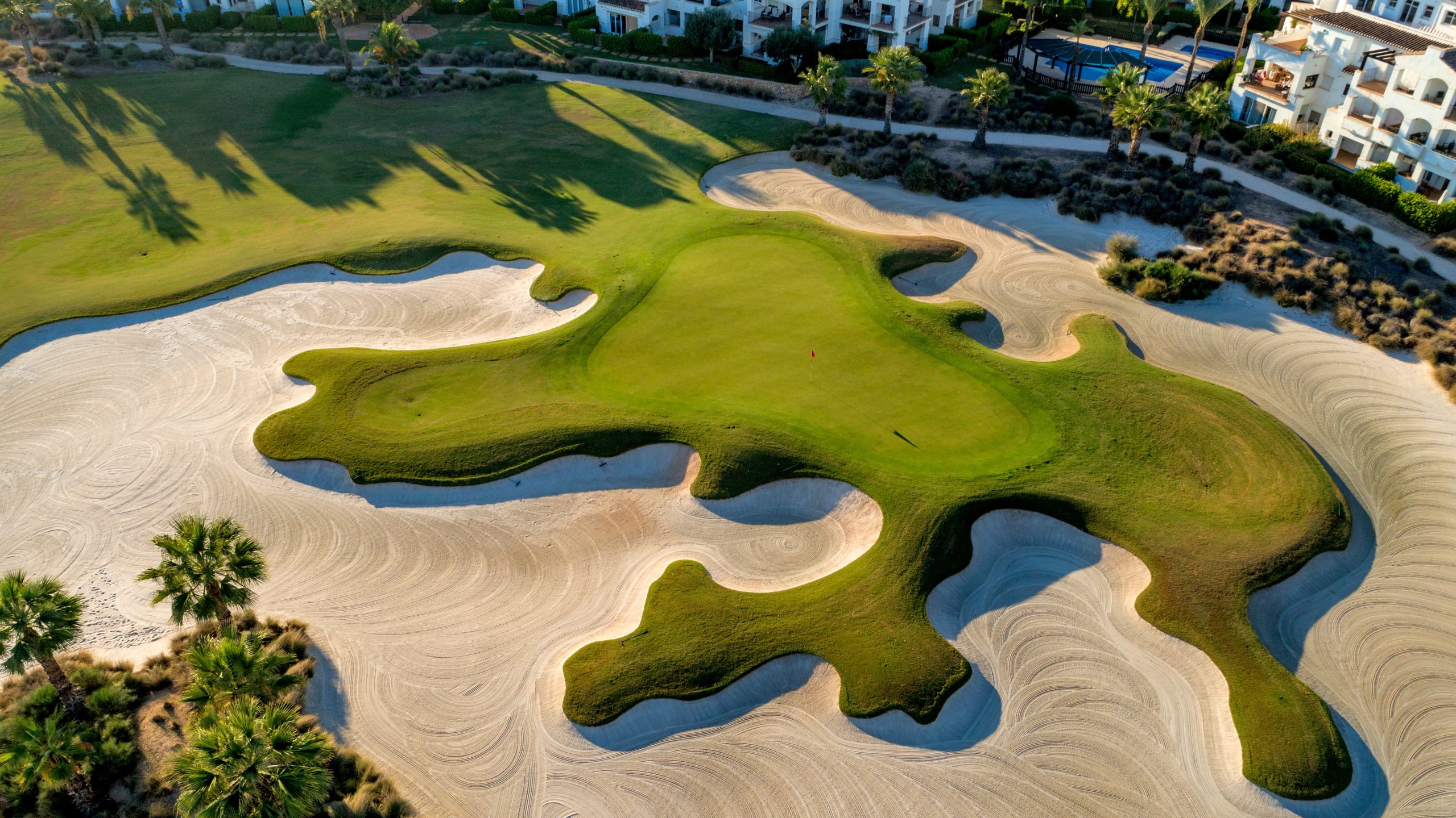 Bunker protected green at Mar Menor Golf Village, Spain