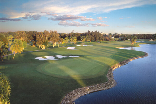 18th hole at the blue monster golf course, Doral, Miama