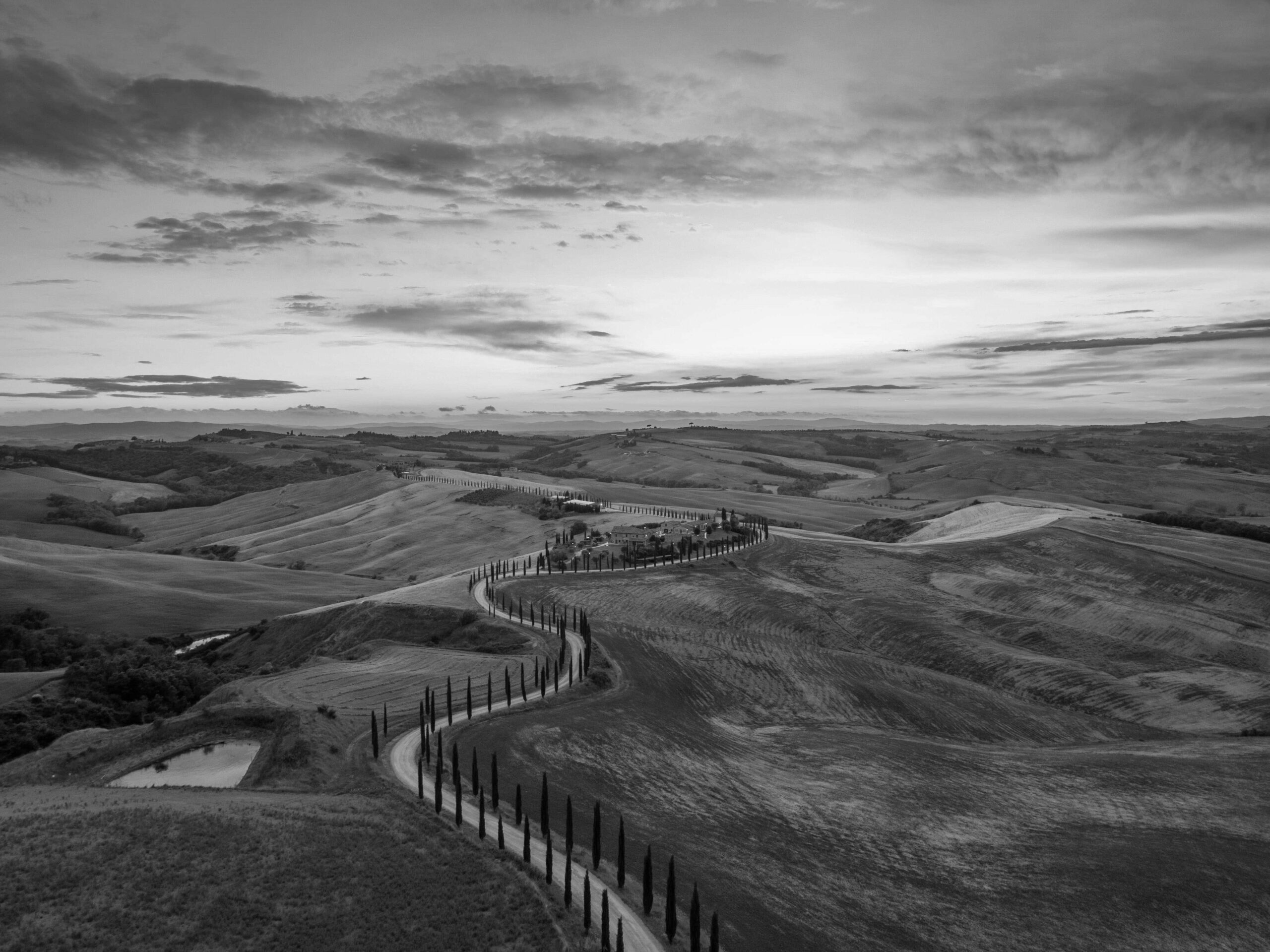 Tuscany Italy in grayscale