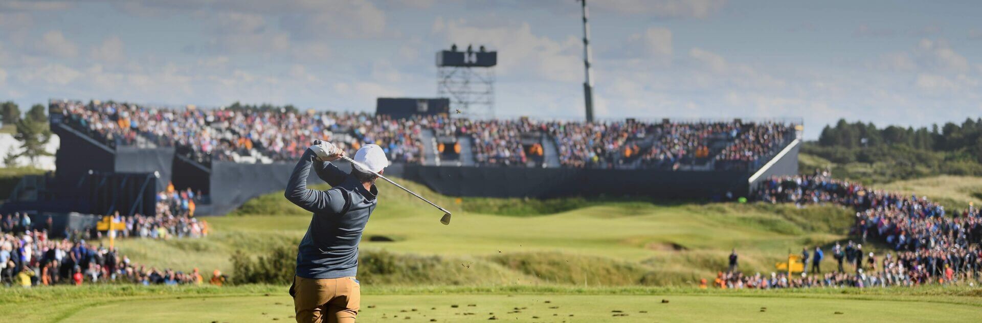 Rory McIlroy hitting a tee shot at the Open Championship