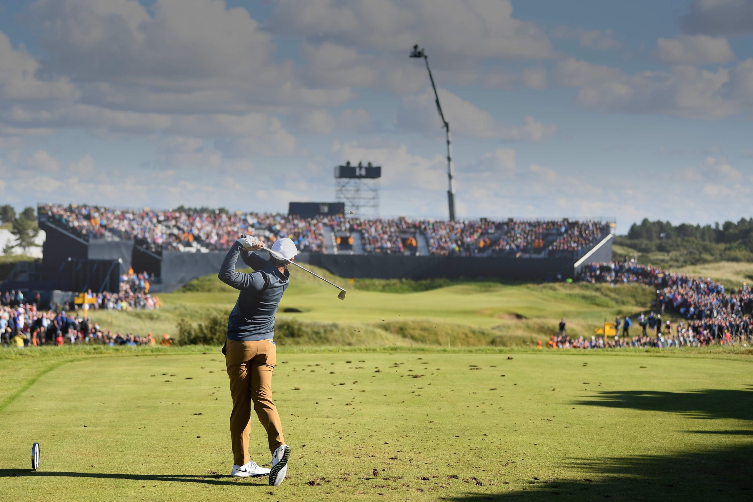 Rory McIlroy hitting a tee shot at the Open Championship