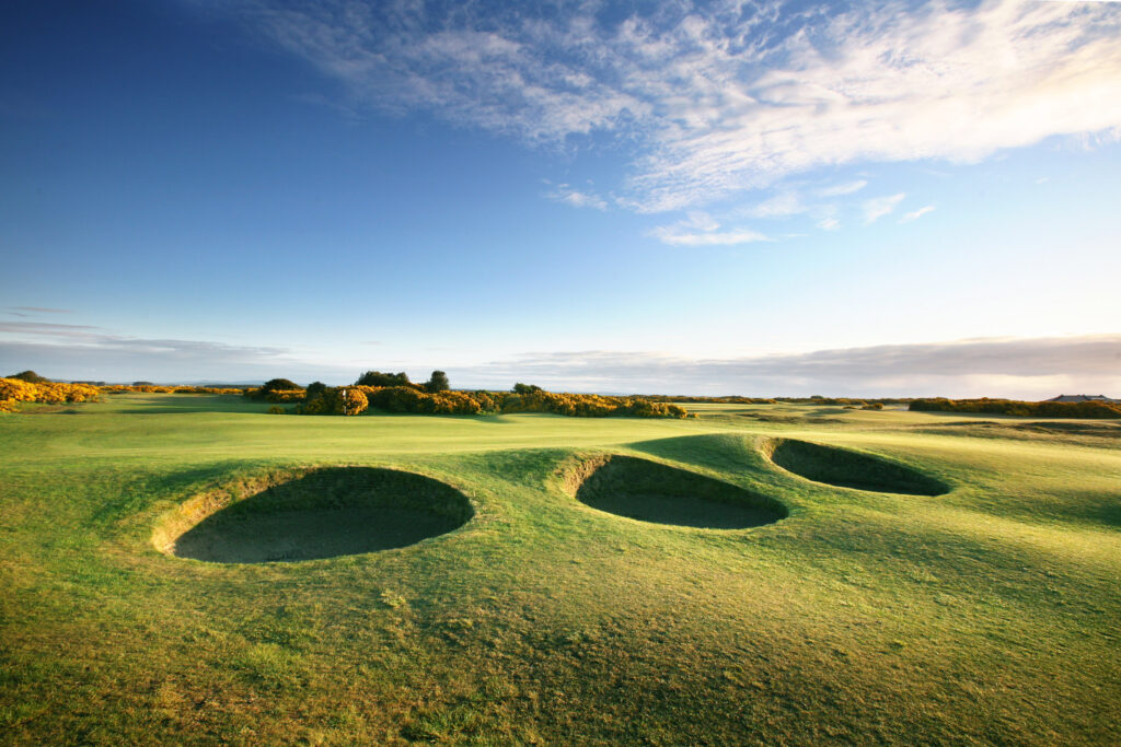 Bunkers surrounding a green at the new course St Andrews