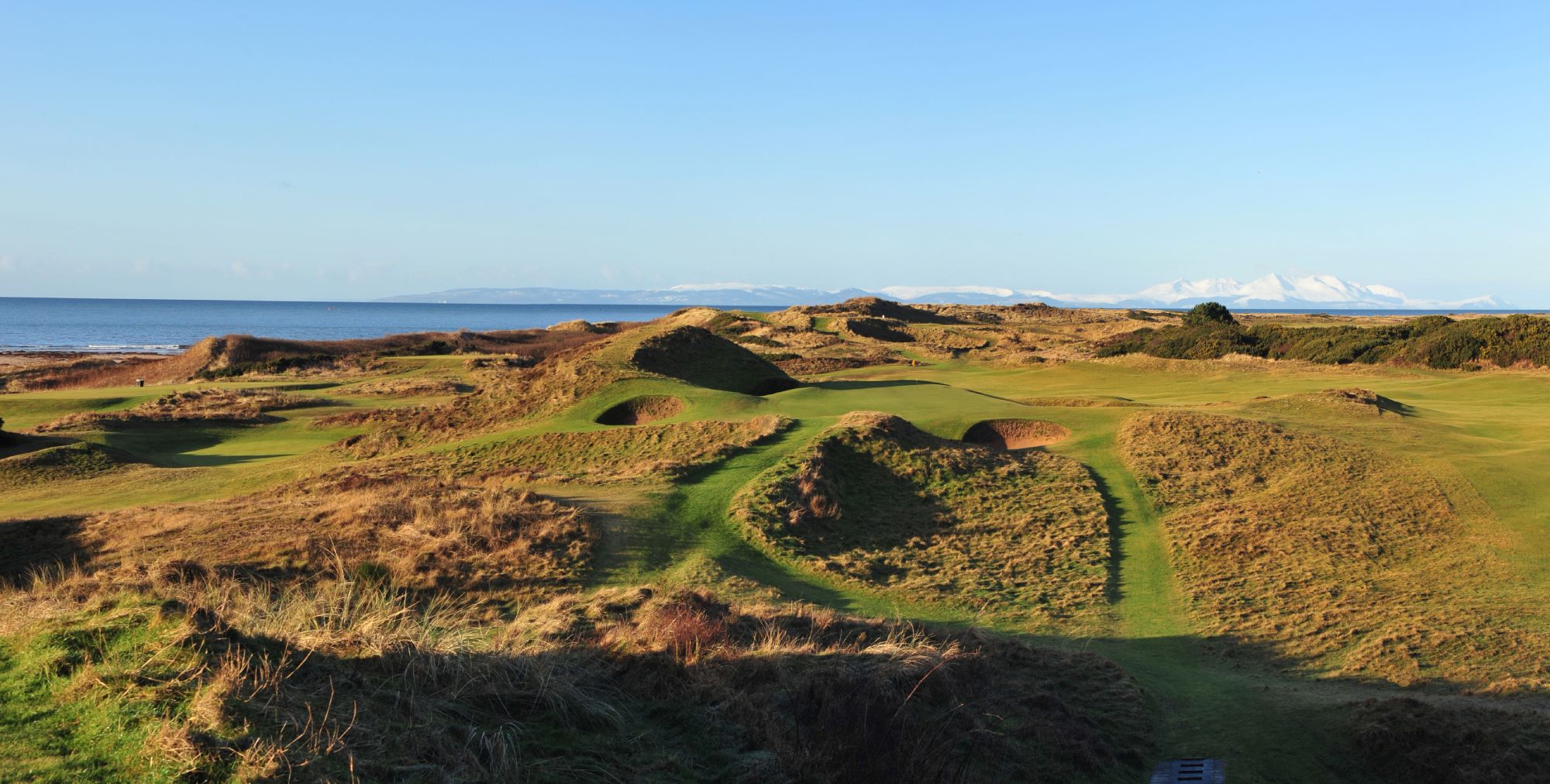 Royal Troon golf course with blue skies