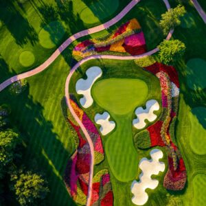 Aerial of the 16th Hole at Sentry World
